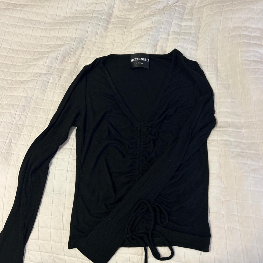 Black Long Sleeve Cinched Shirt! Size XS!